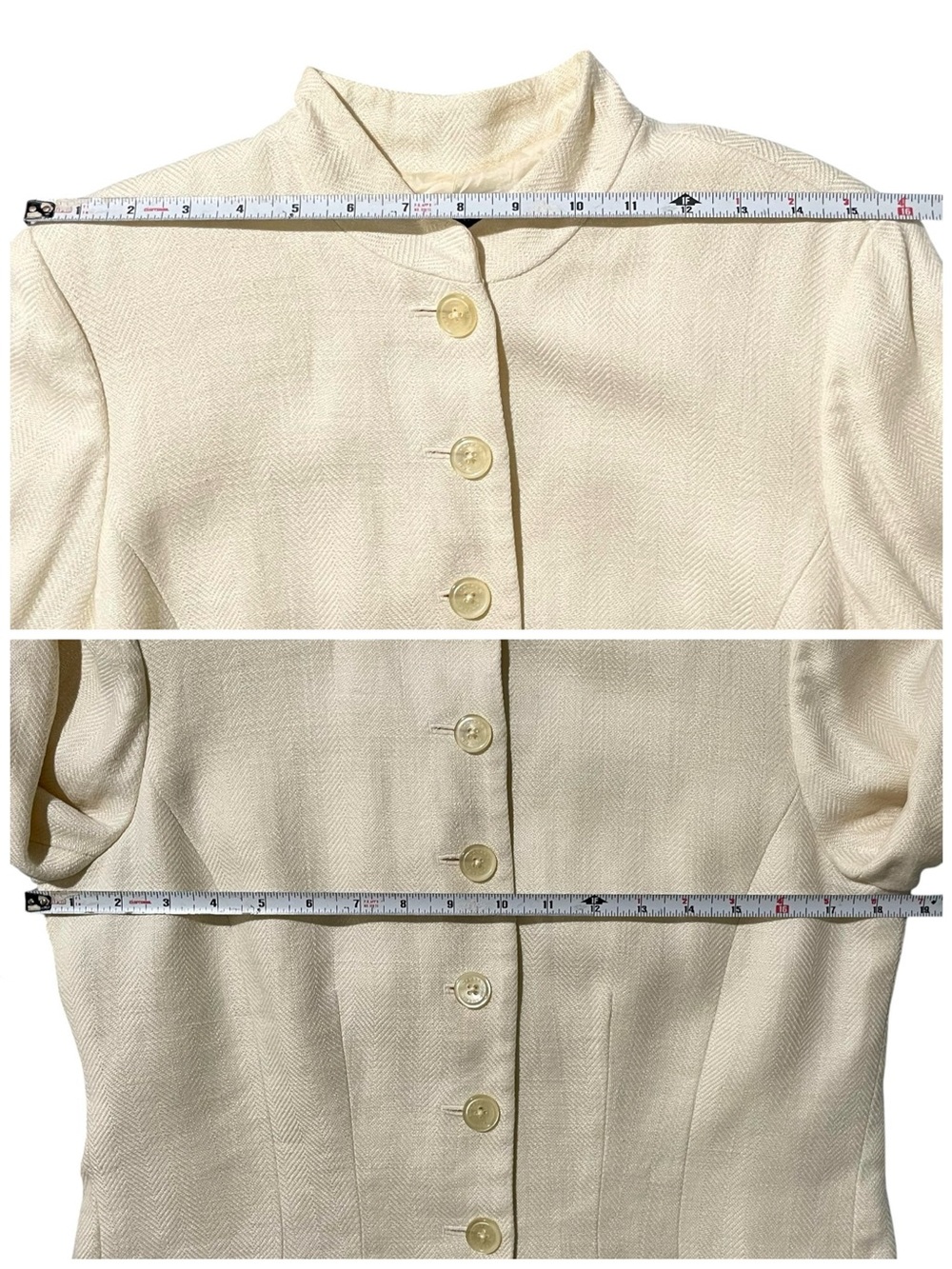 RALPH LAUREN Cream Linen Shoulder Pad Jacket US 10 - Picture 11 of 12